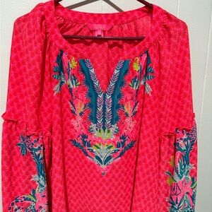Lilly Pulitzer Coral and Teal Blouse
